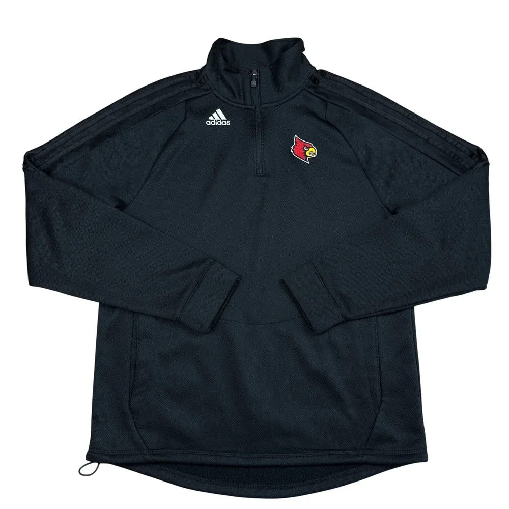 Adidas Louisville Cardinals Mens Medium Black Quarter Zip Climawarm Pullover Top